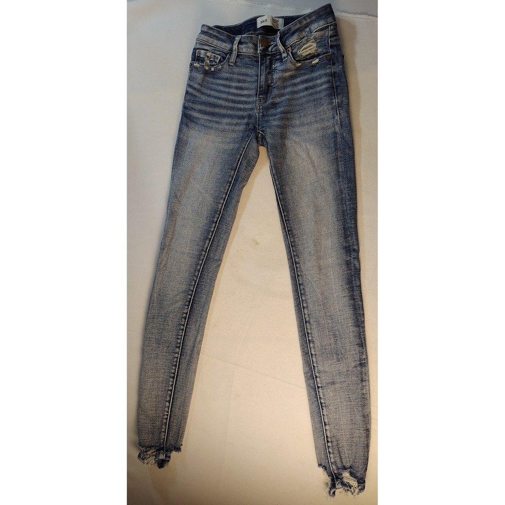 BKE Stella Mid-Rise Slim Fit Skinny Distressed Jeans Light Wash Sz 23 Ankle Tall